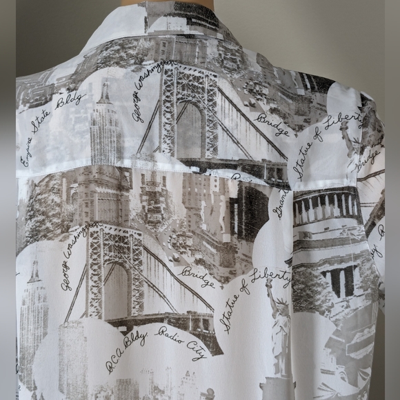 N.Y.C. Inspired Long Sleeve Gray and White Button Up - Picture 8 of 12